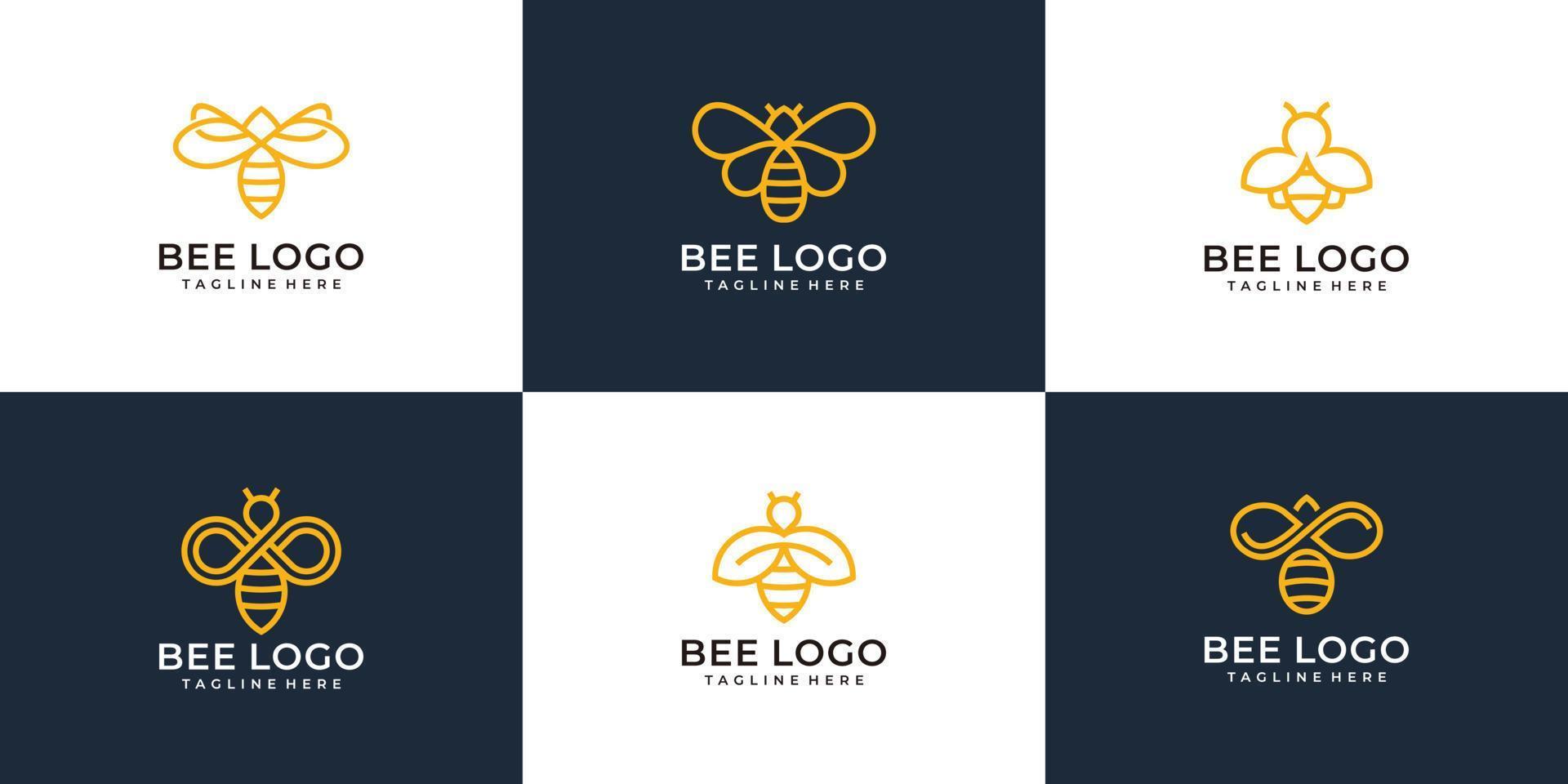 conjunto de colección de concepto de vector de diseño de logotipo de abeja de monograma moderno