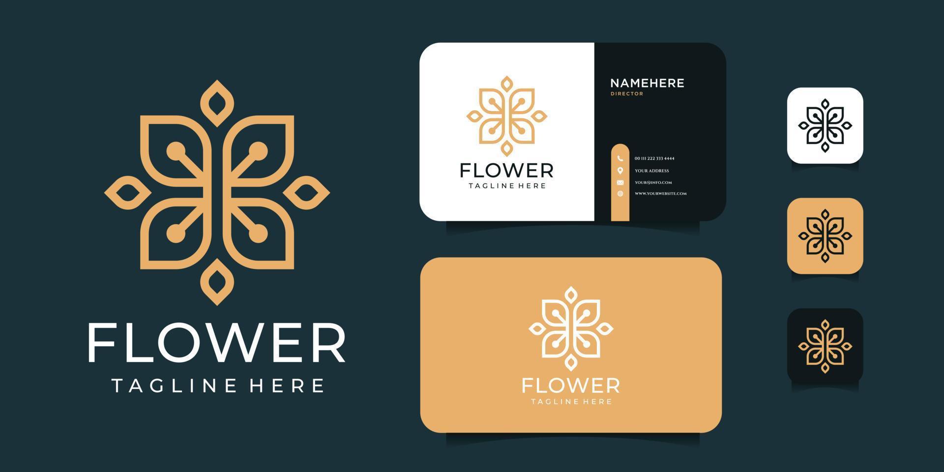 Luxury spa flower logo design vector with gold concept
