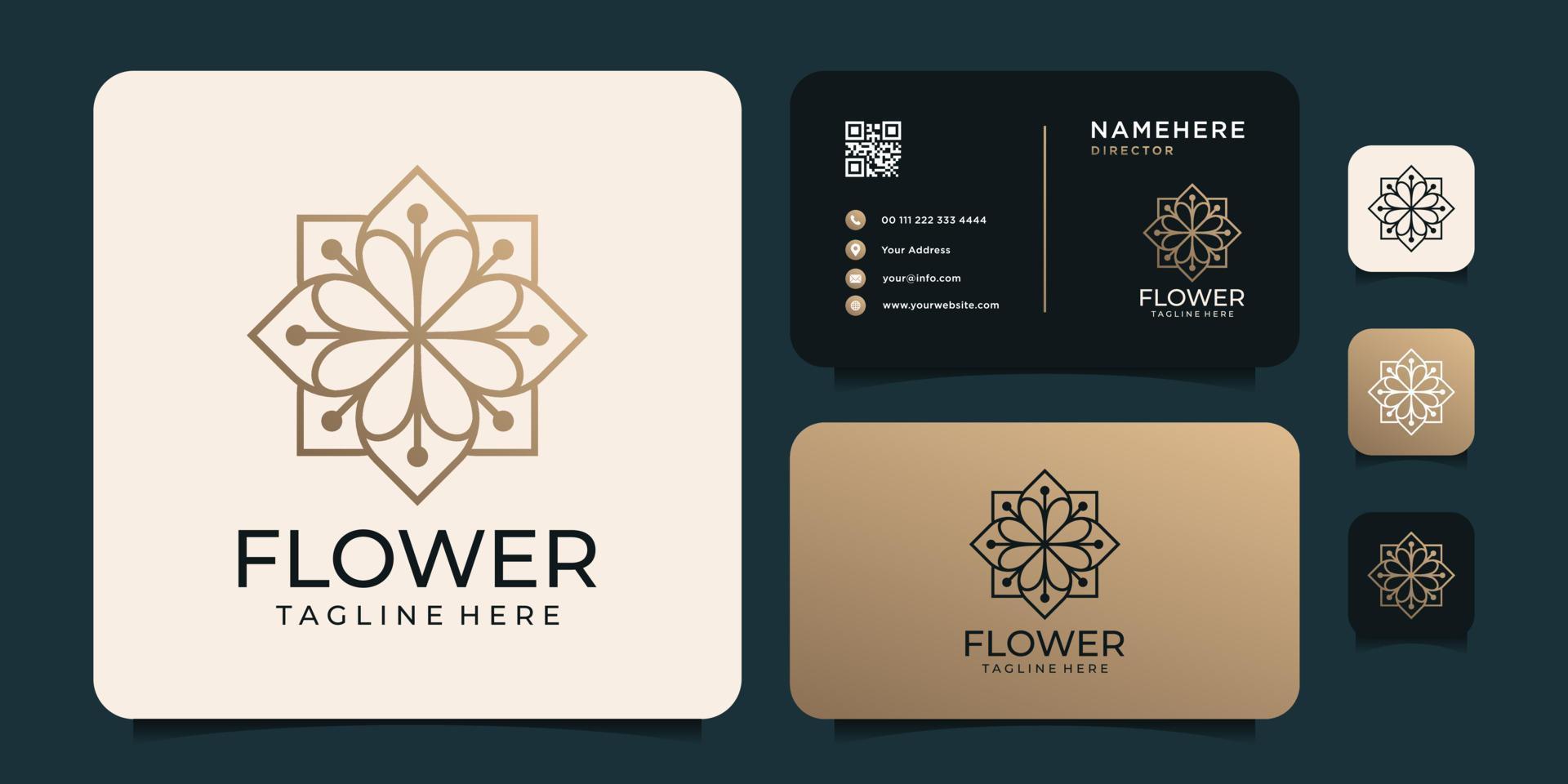 Feminine flower logo design vector template