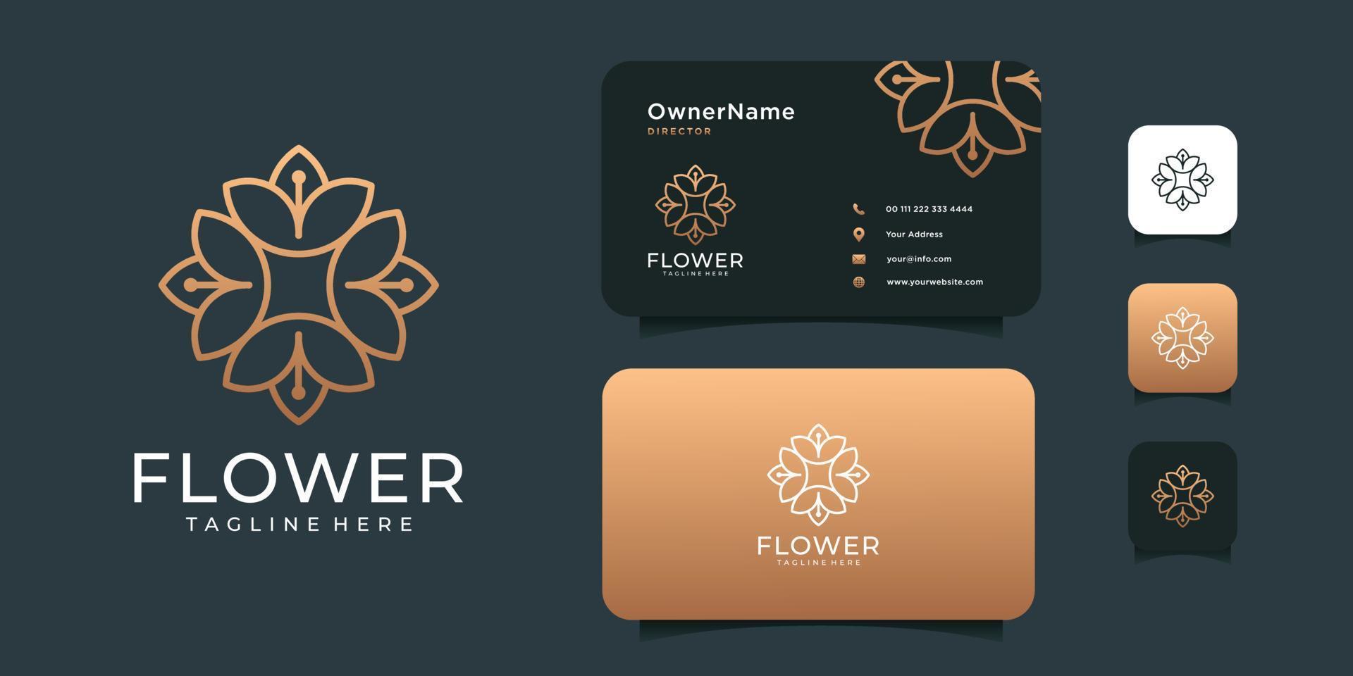 concepto de decoración de spa de diseño de logotipo de belleza de flor minimalista vector