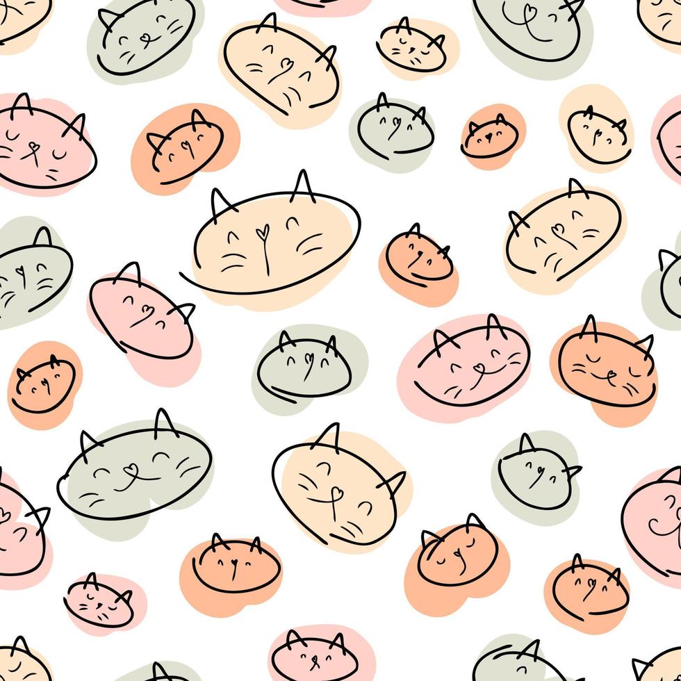 Modern cats faces seamless pattern, great design for any purposes. vector