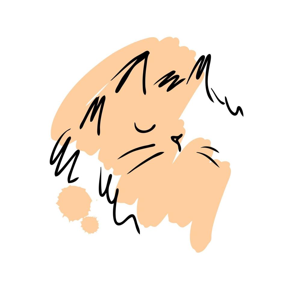 ilustración de dibujo a mano de retrato de gato. impresión estética de año nuevo 2023 para tela, afiche, camiseta. vector
