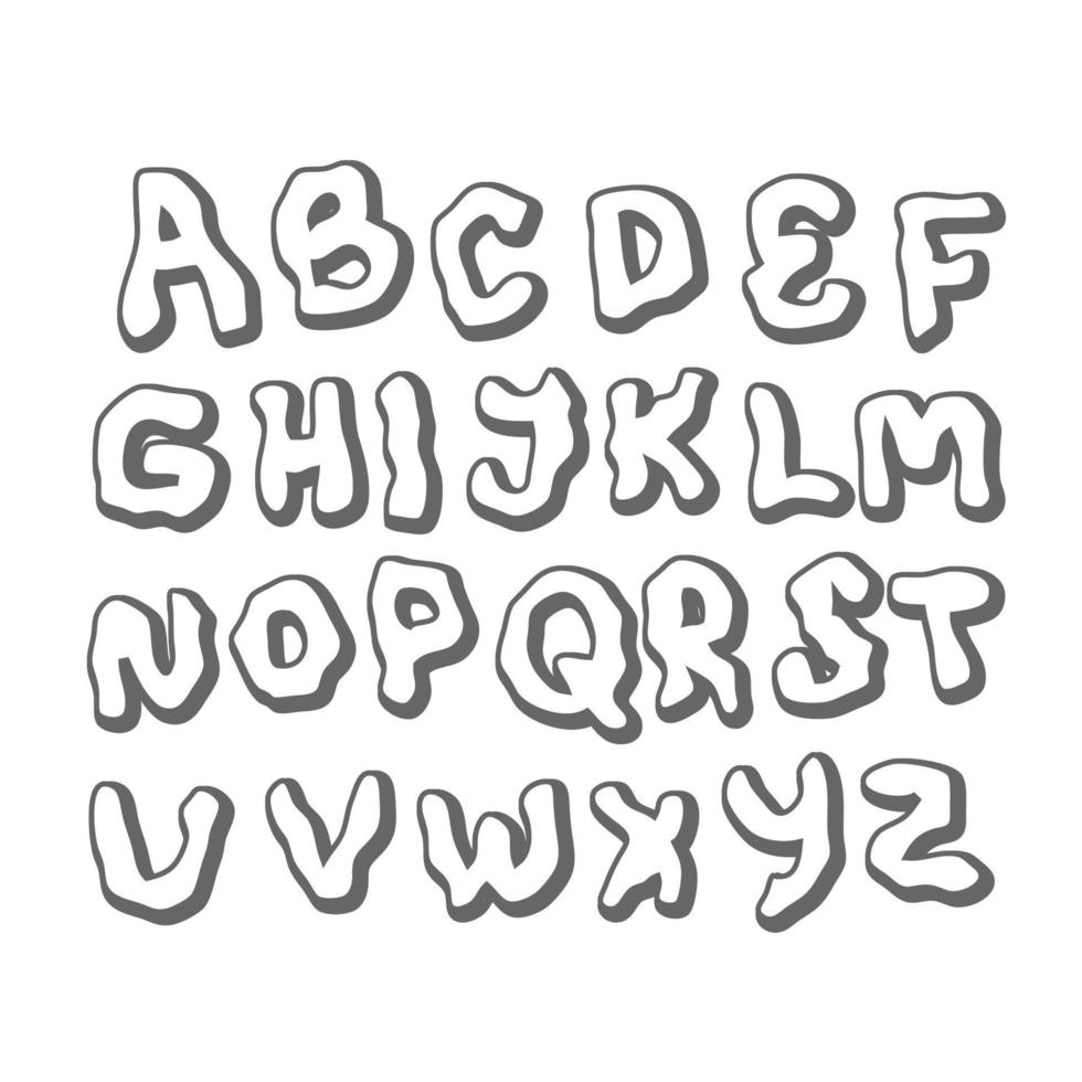 Set of bubble groovy style alphabet of latin letters. vector