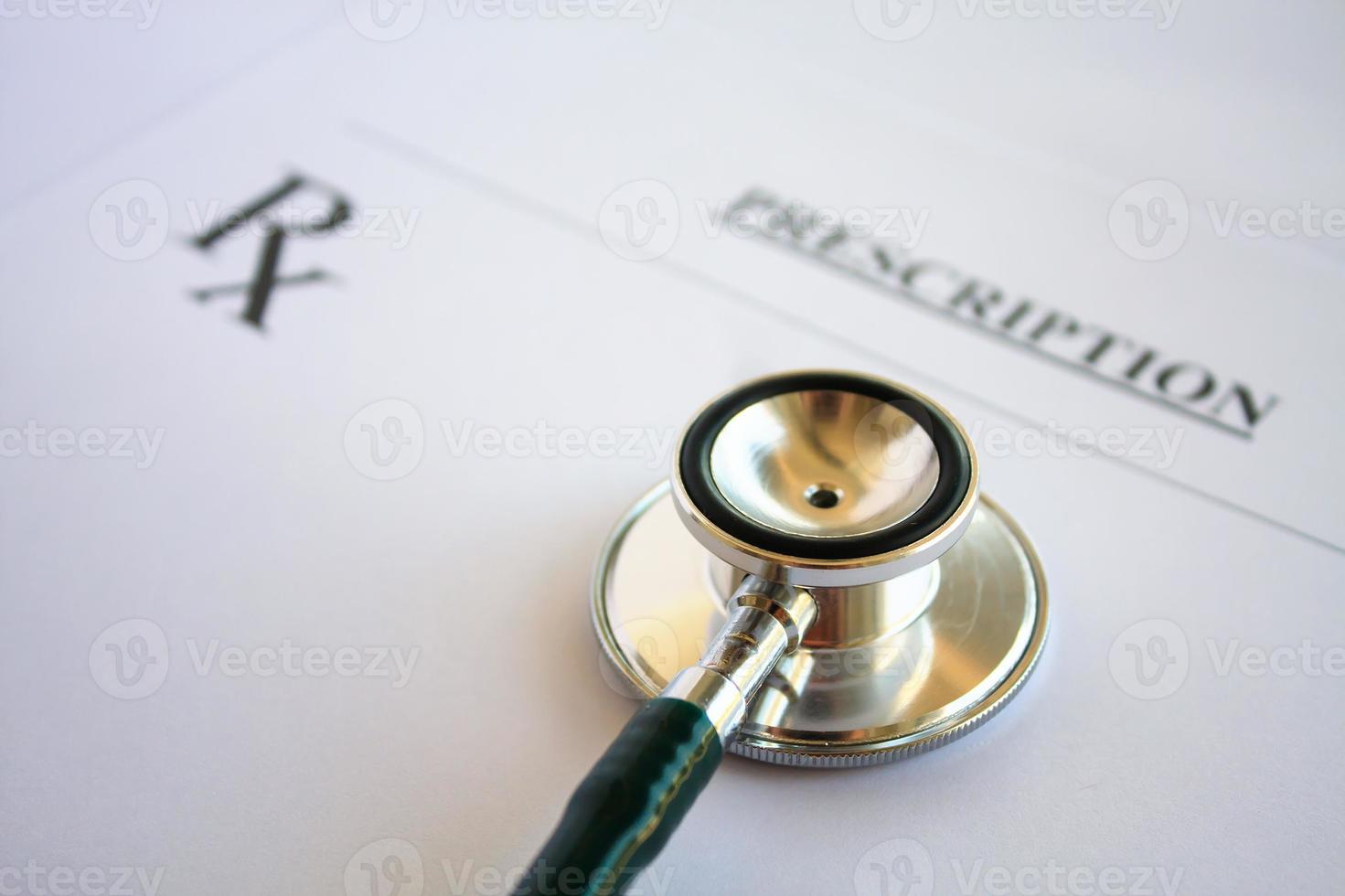 Blank medical prescription with stethoscope photo