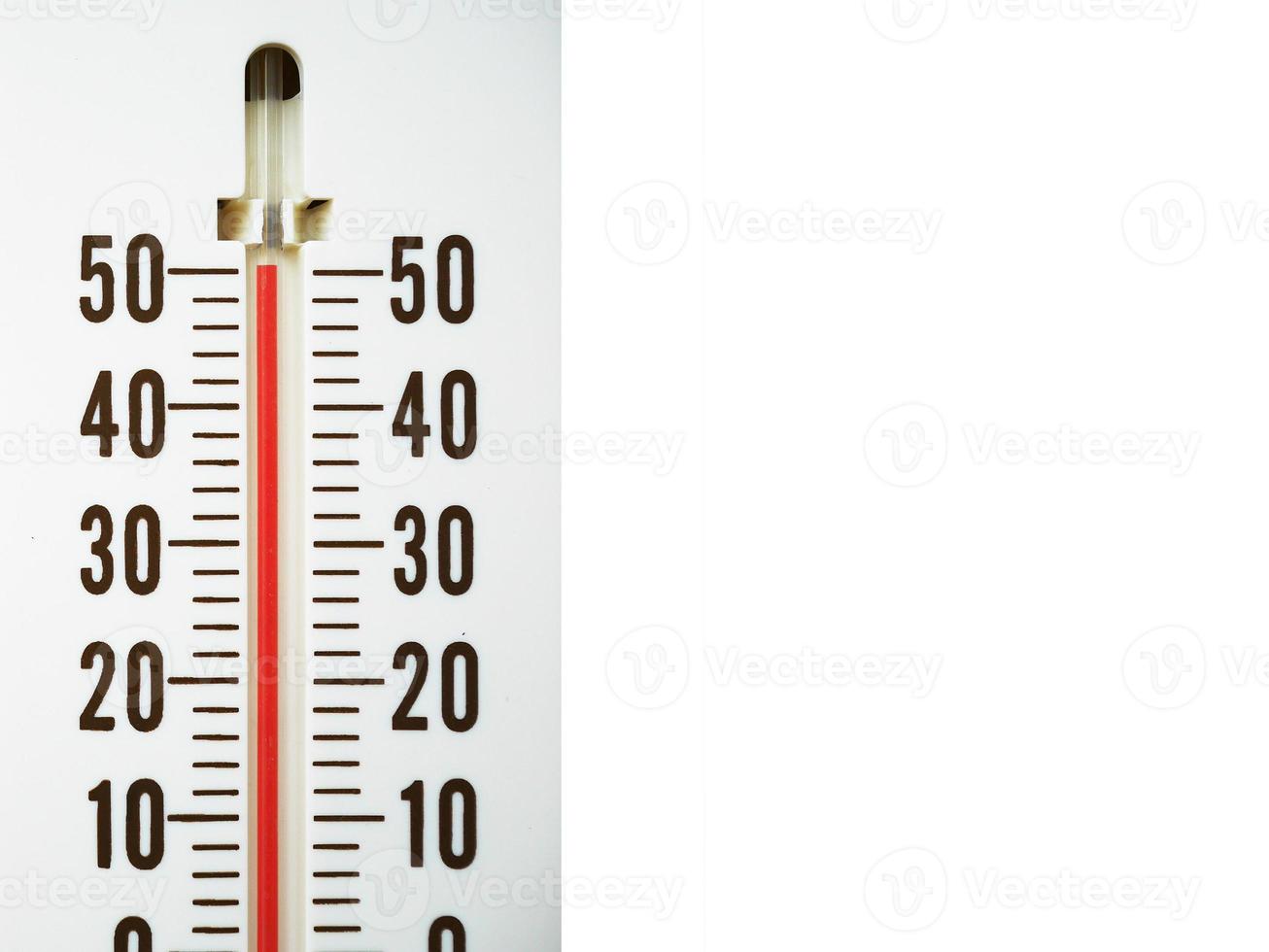 Closeup thermometer showing temperature in degrees Celsius photo