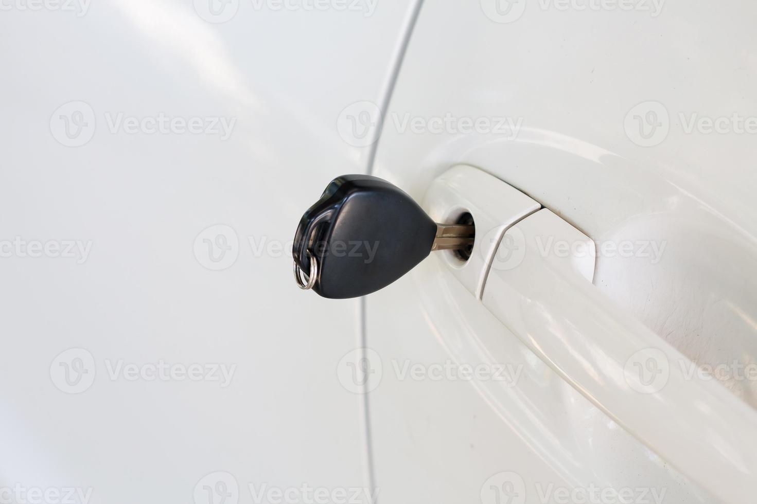 Car keys left in the car door photo