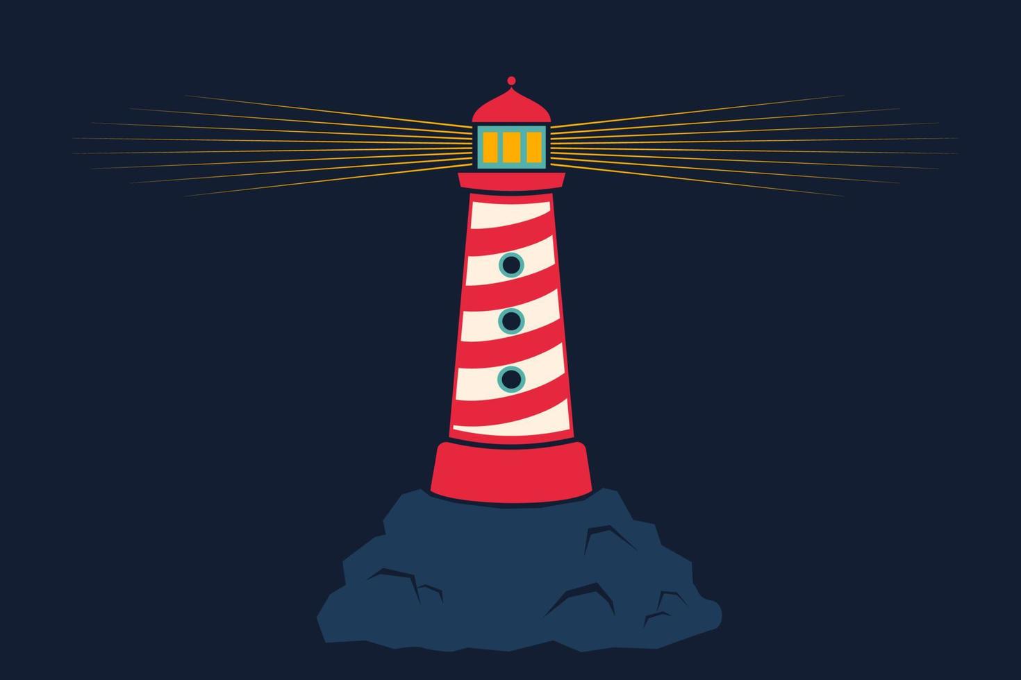 Vector illustration of lighthouse on the rock.
