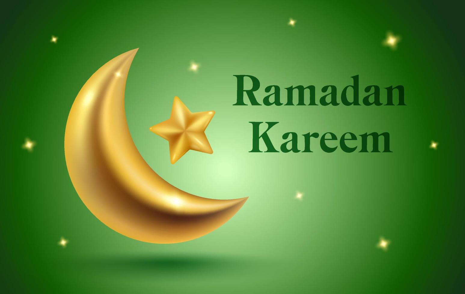 Vector banner for Ramadan Kareem holiday with golden moon in realistic 3D style. Celebrate Ramadhan Holy month in Islam.