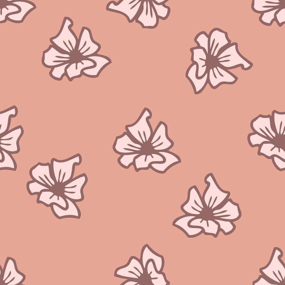 Simple flowers seamless pattern in 1970s style. vector