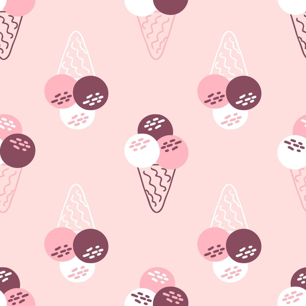 Retro aesthetic seamless pattern with simple ice creams. vector