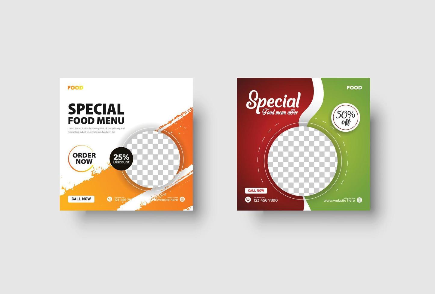 special food social media post design template vector