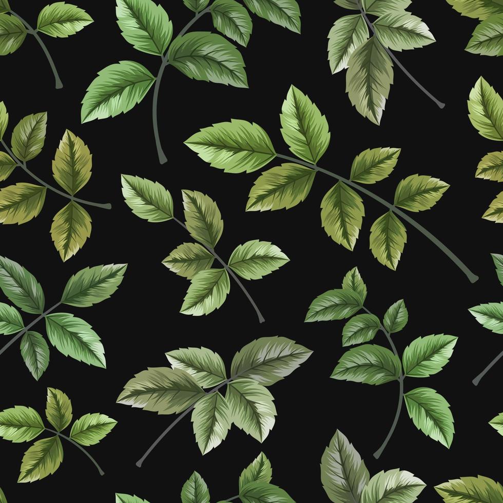Seamless pattern with leaves on dark background vector