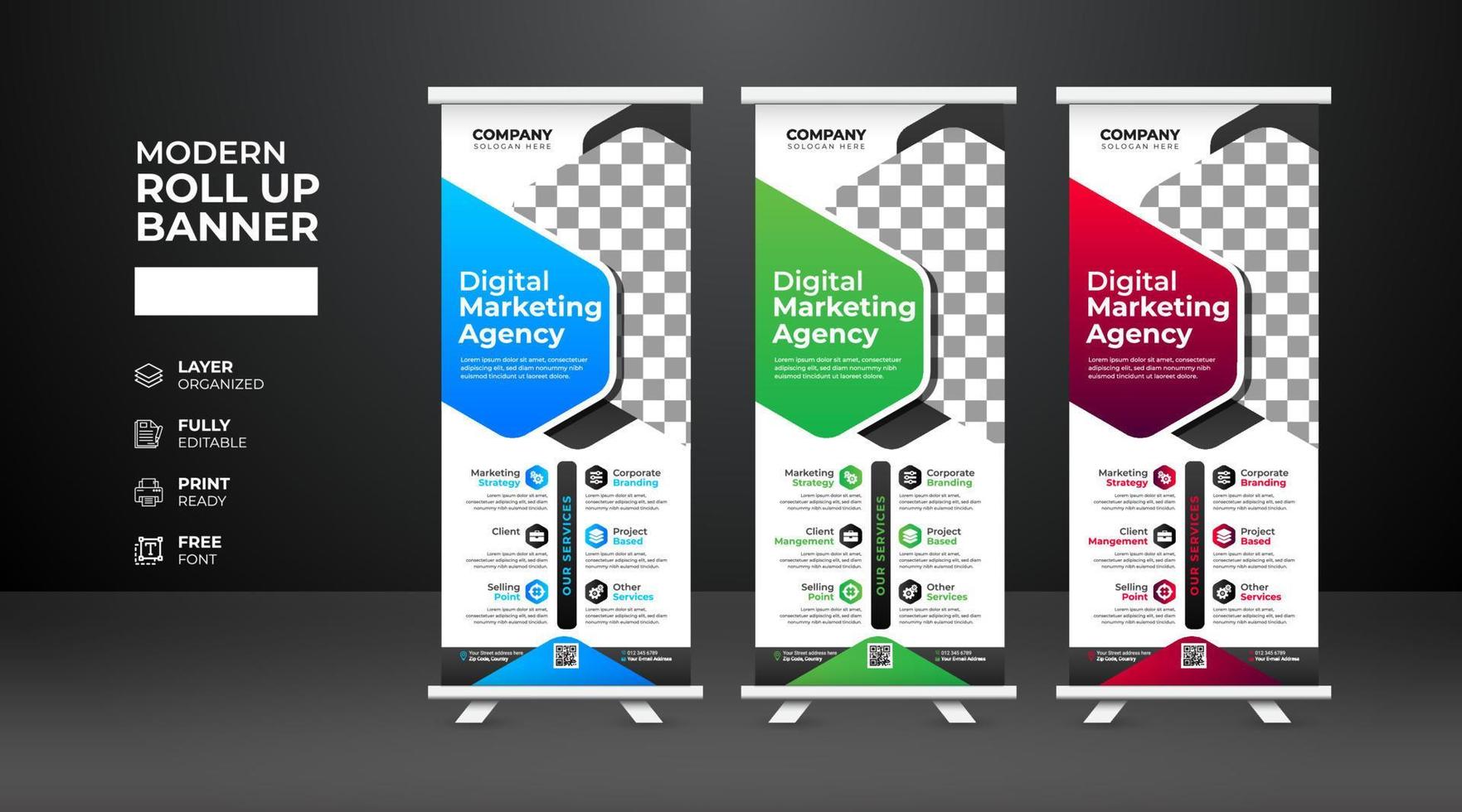 Modern and creative corporate Roll up banner template vector