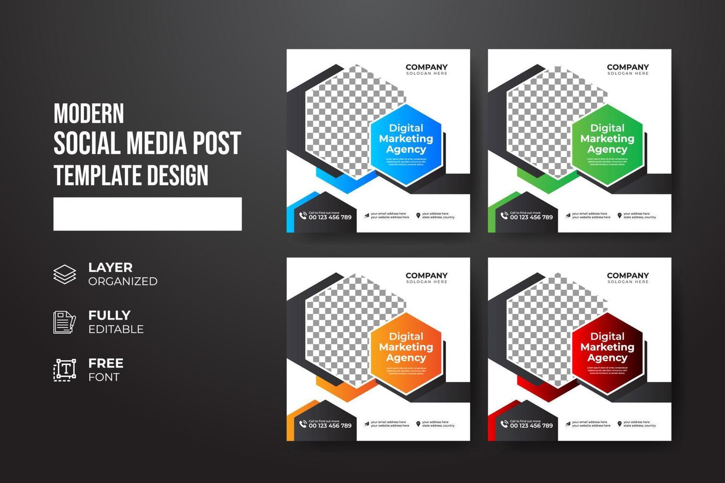 Modern and creative Corporate company promotion social media post template vector