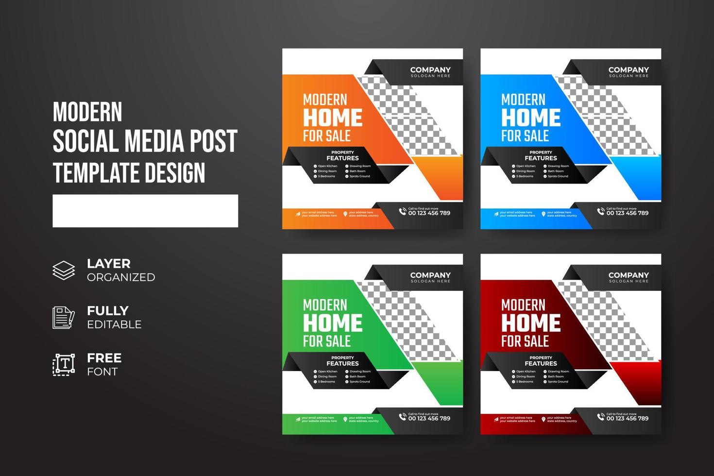 Modern and creative real Estate social media post template vector