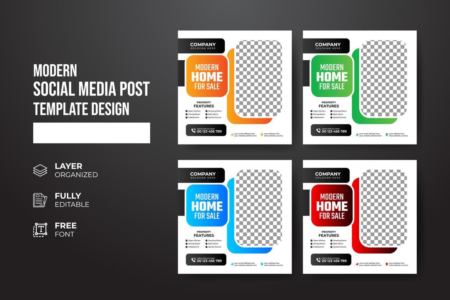 Modern and creative real Estate social media post template vector