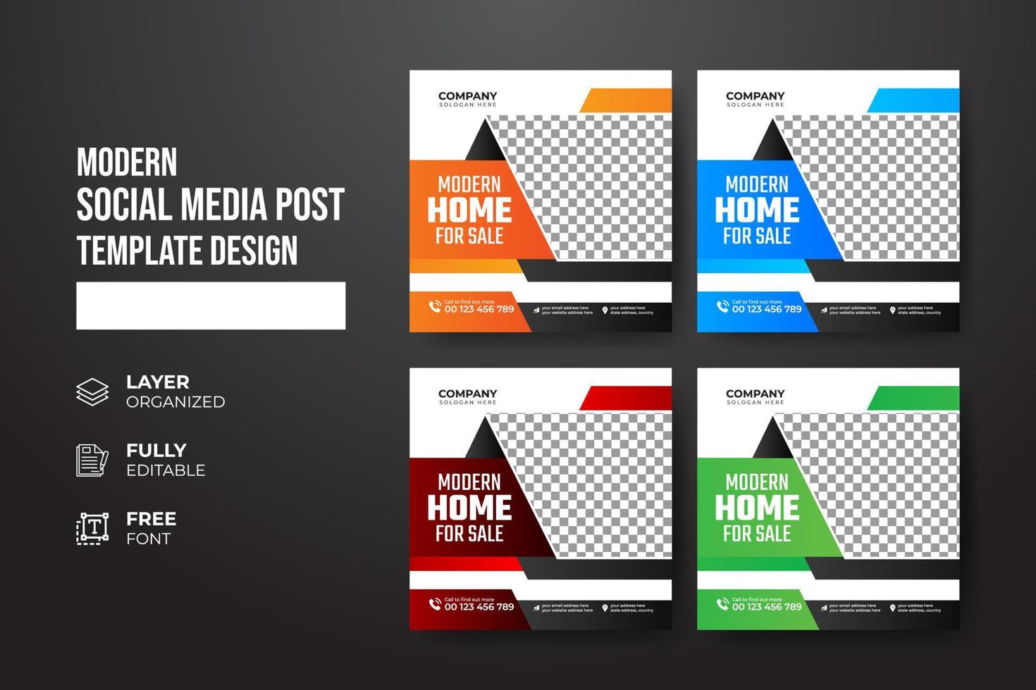 Modern and creative real Estate social media post template vector