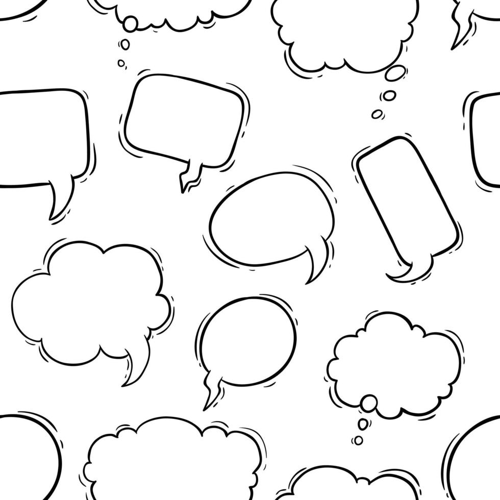 seamless pattern bubble chat or speech with doodle style vector