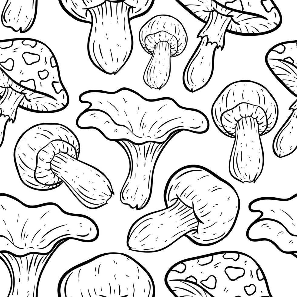 seamless pattern of mushroom with sketch or hand drawn style vector