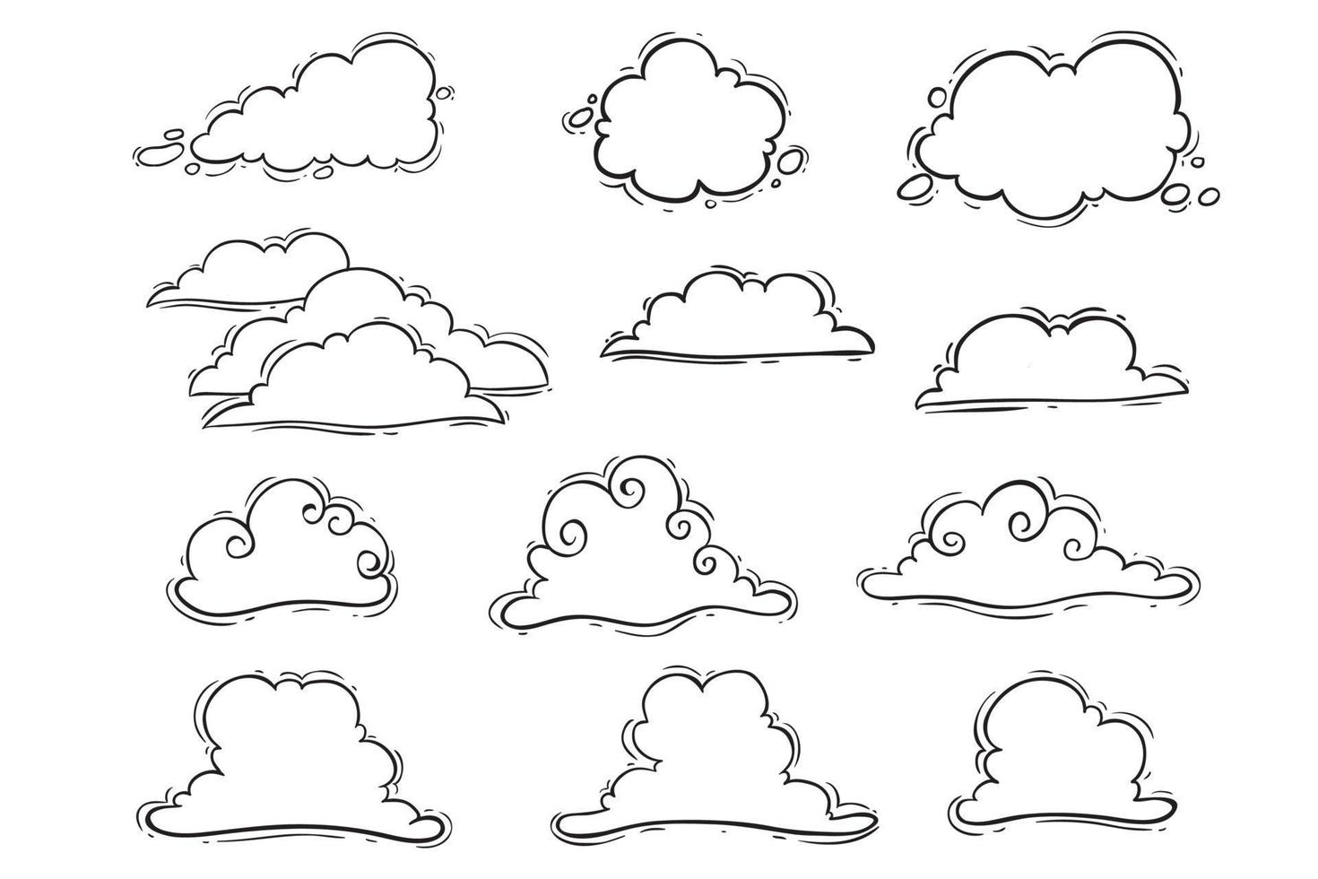 collection of cloud hand drawn or sketch on white background 7745546