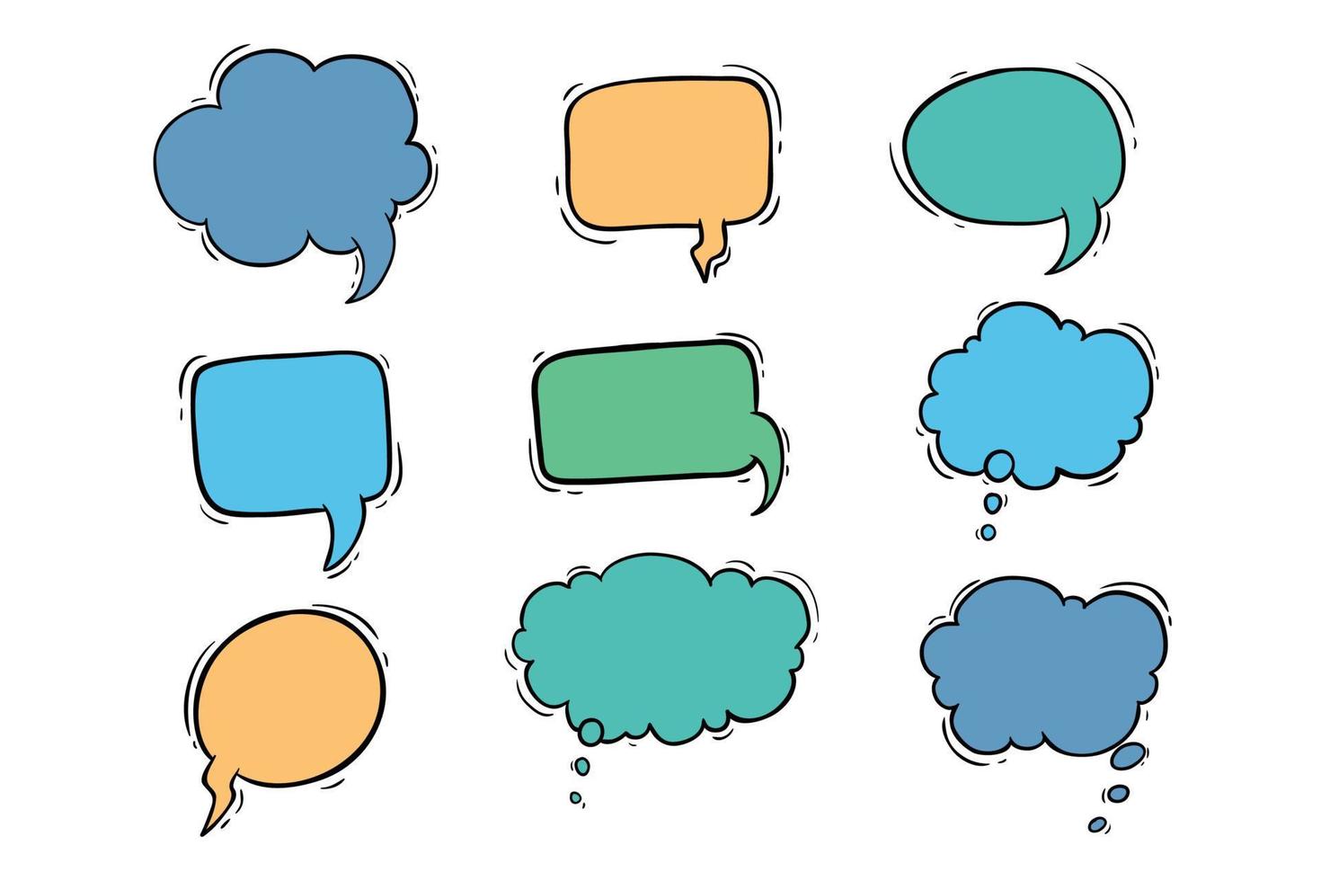 set of bubble speech with doodle style vector