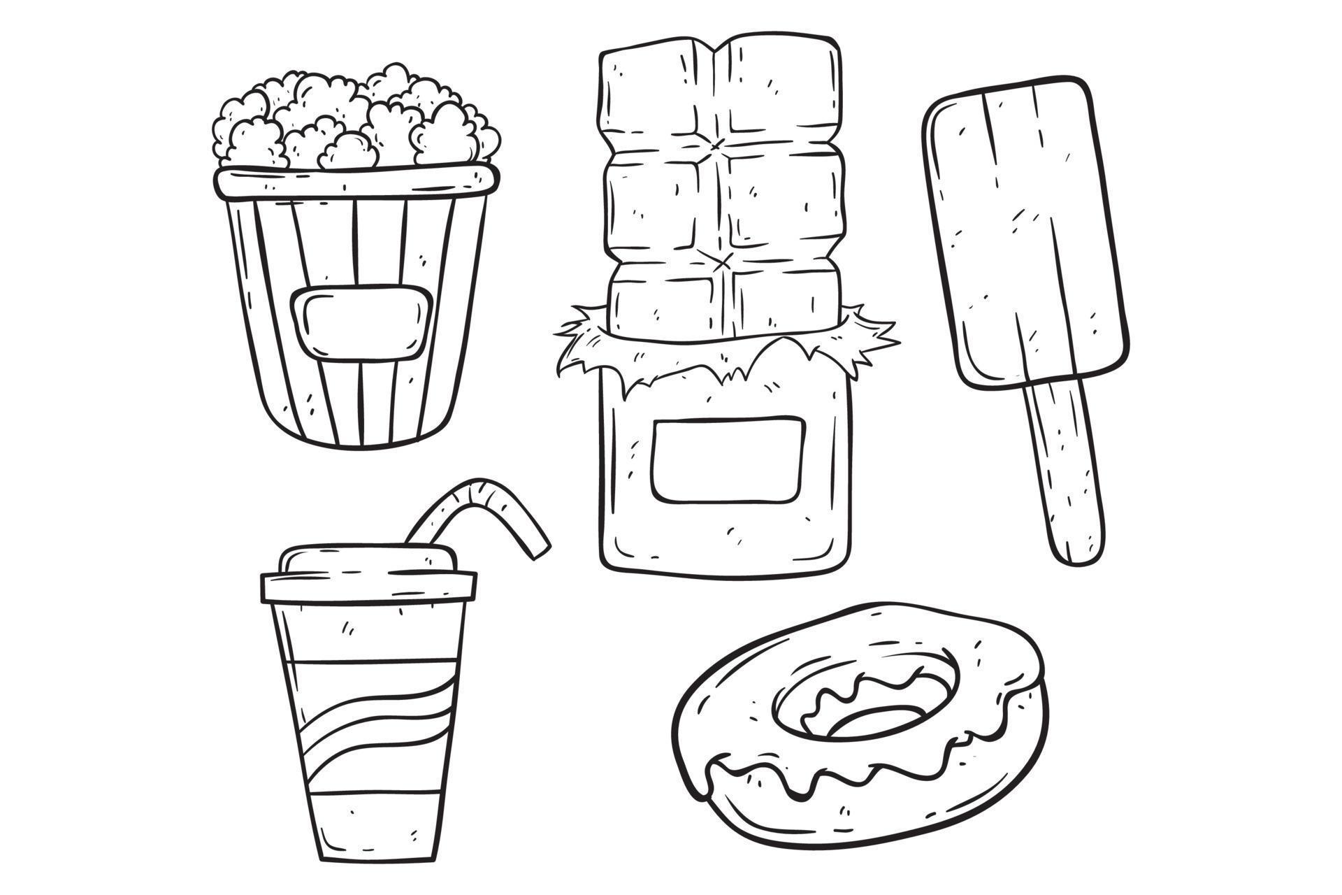 junk food collection with hand drawn style 7745556 Vector Art at Vecteezy