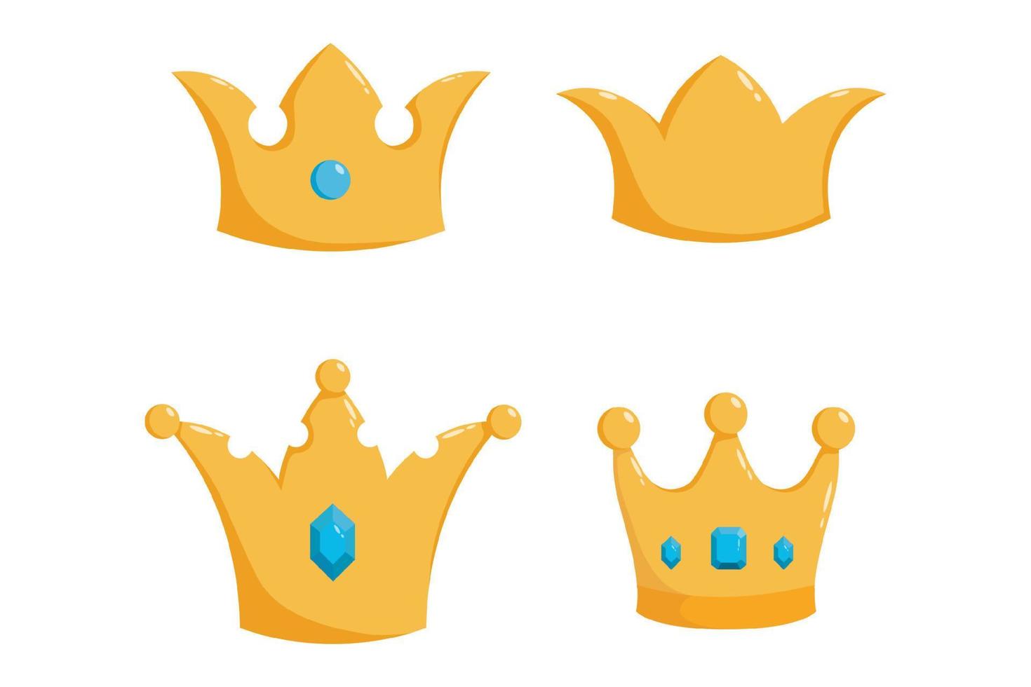 collection of golden crown in with gem and diamond vector