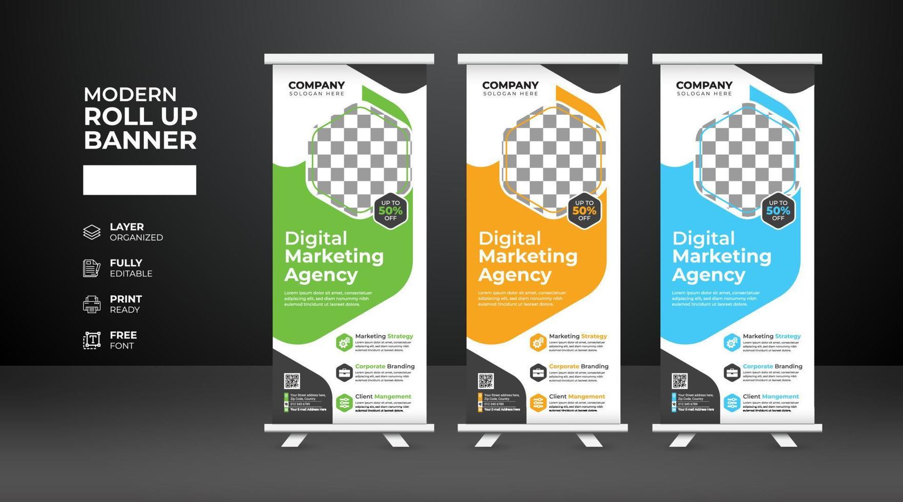 Modern and creative corporate Roll up banner template vector