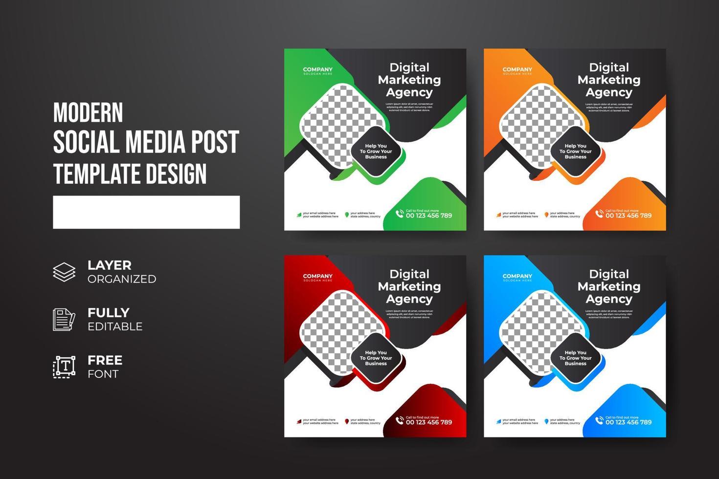 Modern and creative Corporate company promotion social media post template vector