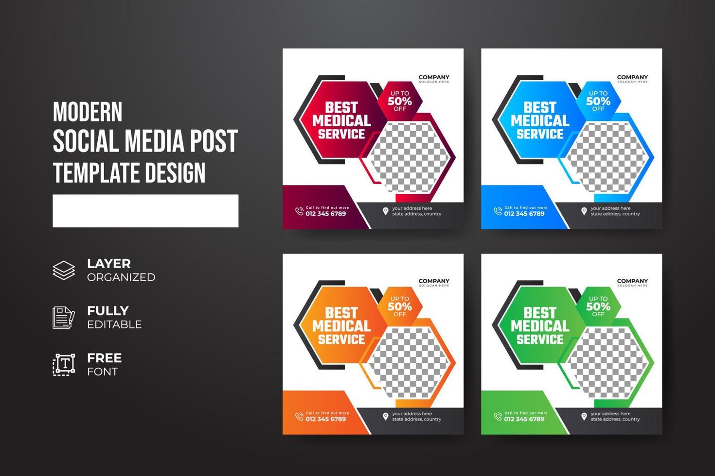 Modern and creative Healthcare medical social media post template vector