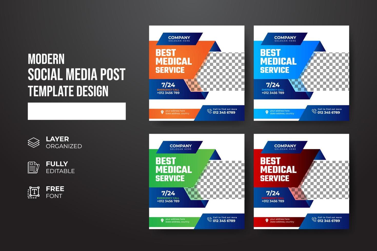 Modern and creative Healthcare medical social media post template vector