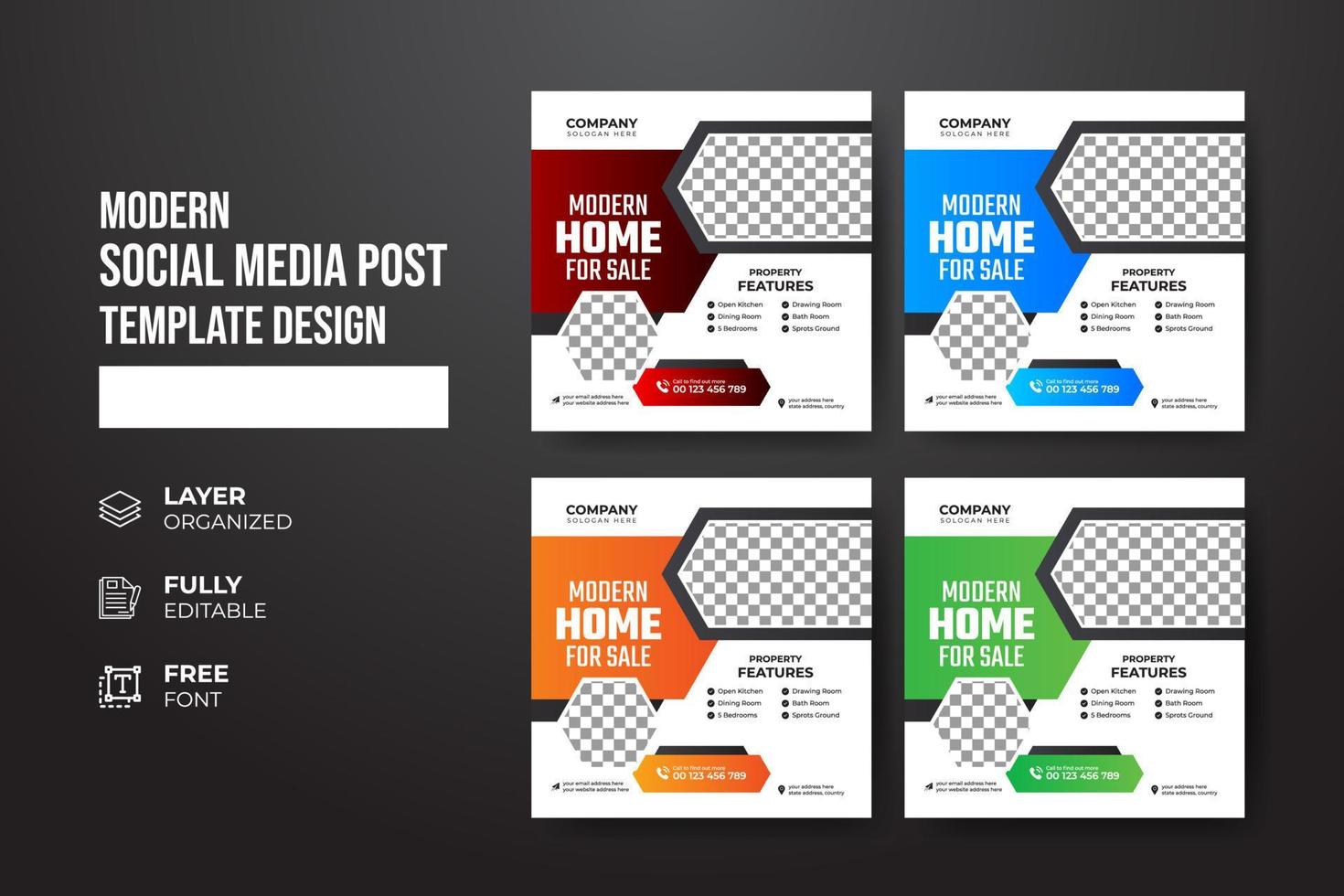 Modern and creative real Estate social media post template vector