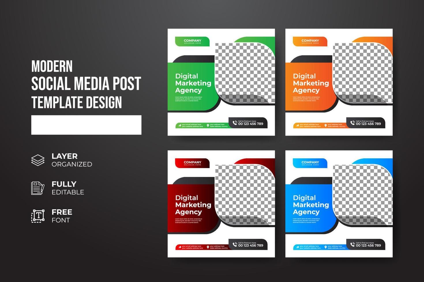 Modern and creative Corporate company promotion social media post template vector