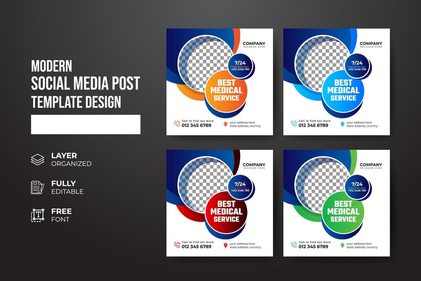 Modern and creative Healthcare medical social media post template vector