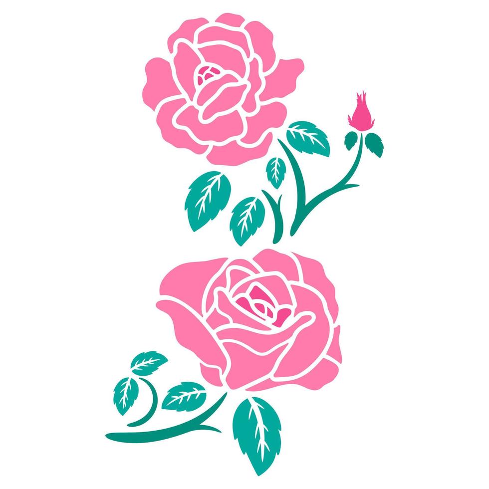 flat rose flower decoration vector