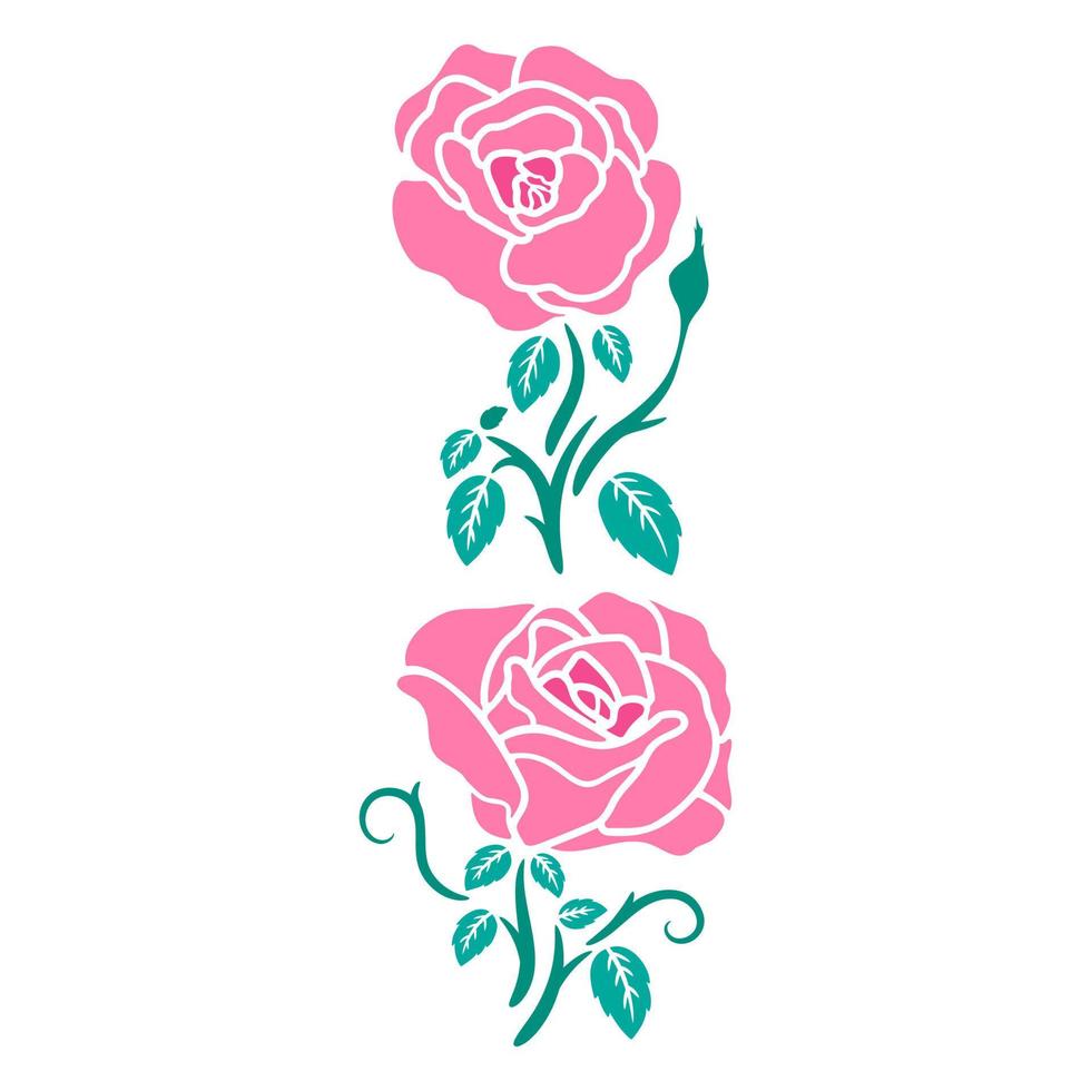 flat rose flower decoration vector
