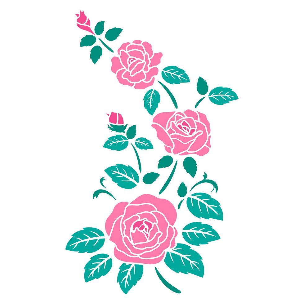 vector de decoración de flor rosa plana