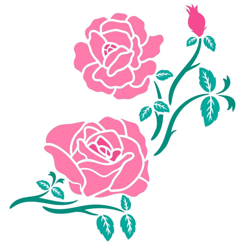 flat rose flower decoration vector