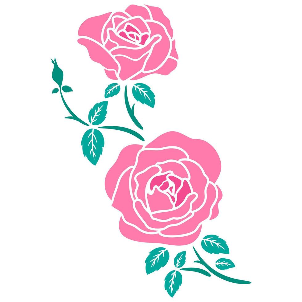 flat rose flower decoration vector