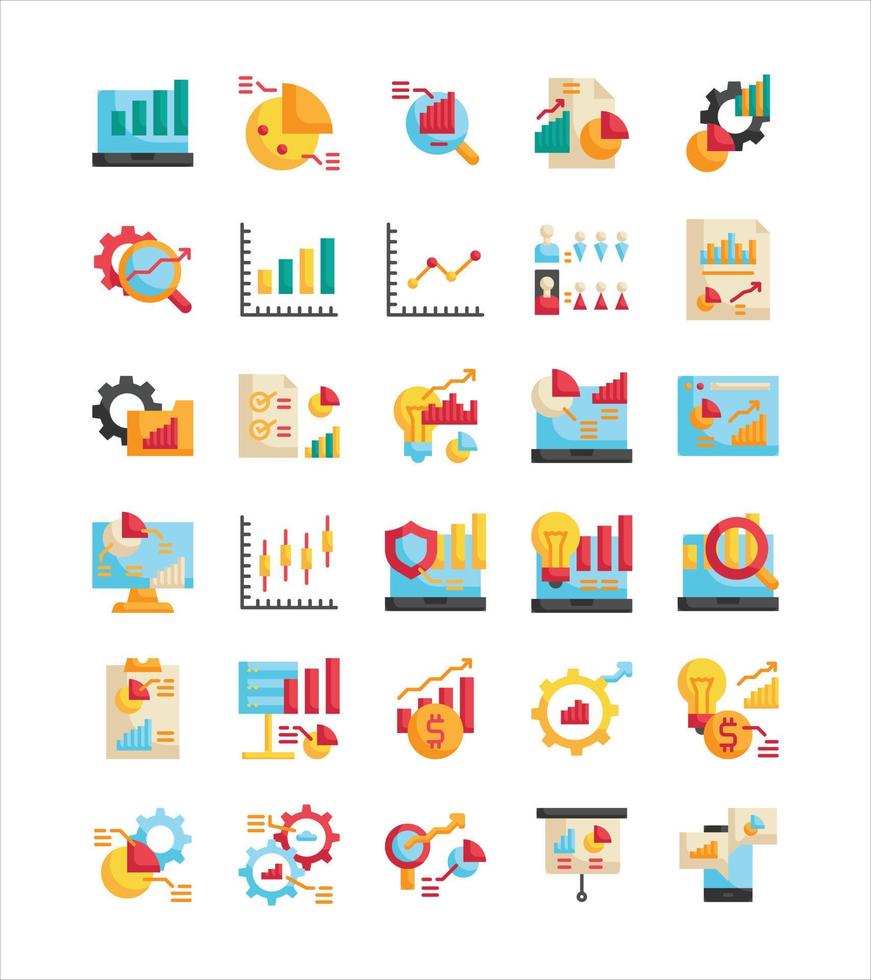 data analytics report business organization flat icon vector