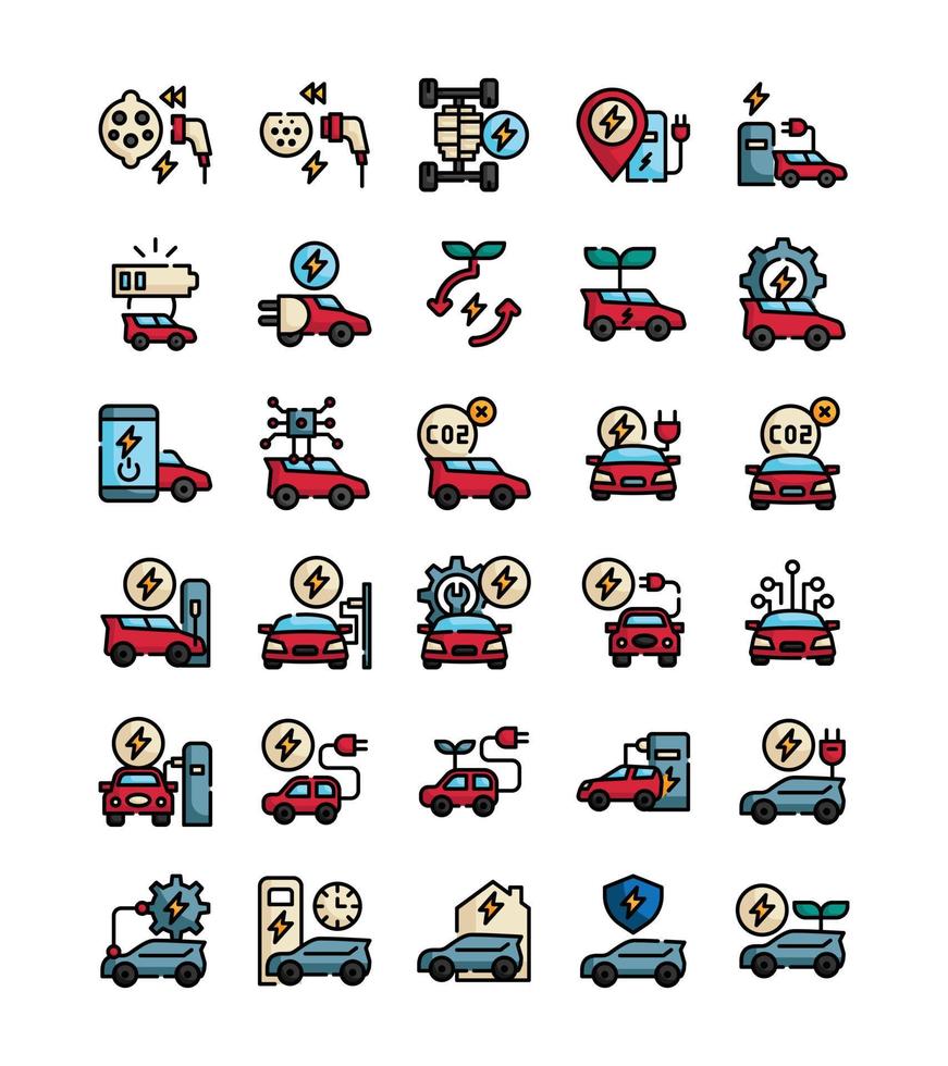 electric vehicle filled outline web icon vector
