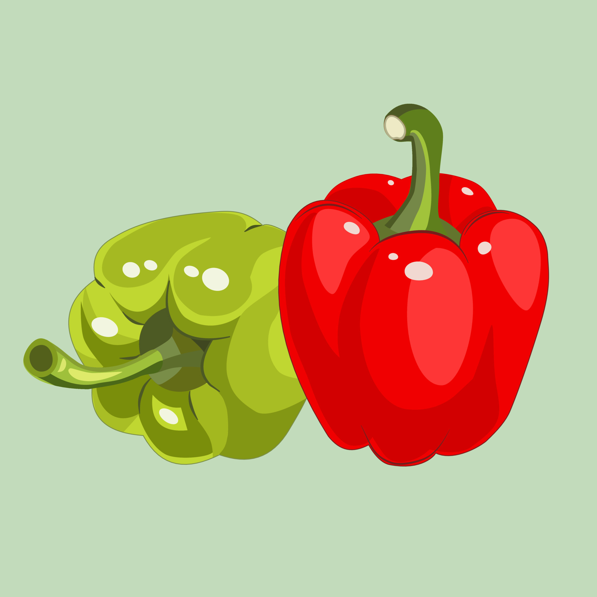 One Green Bell Pepper And One Red Bell Pepper Show Reflex Of Light And green-bell-pepper-23858900-png