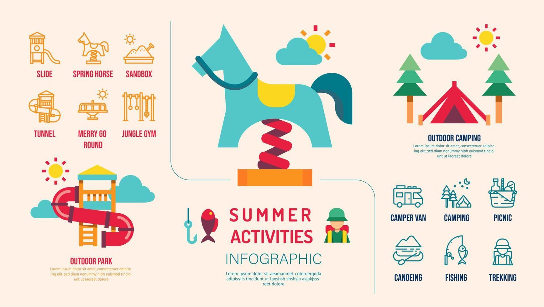 Summer activities infographic design template. design Vector. vector