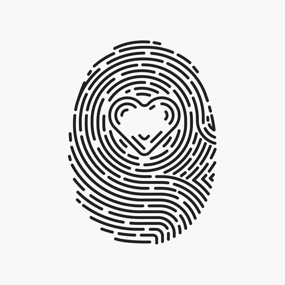 Concept astrology heart of love fingerprint DNA vector illustration.