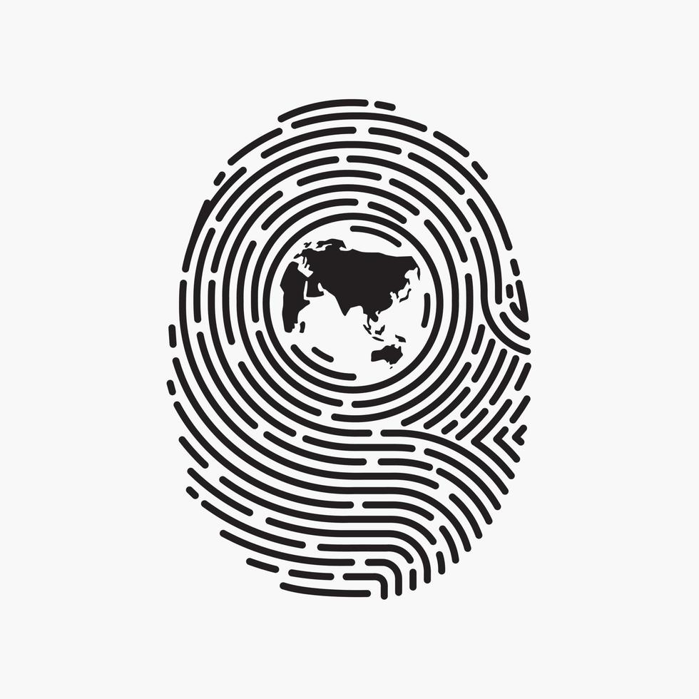 Concept of world fingerprint DNA vector illustration.