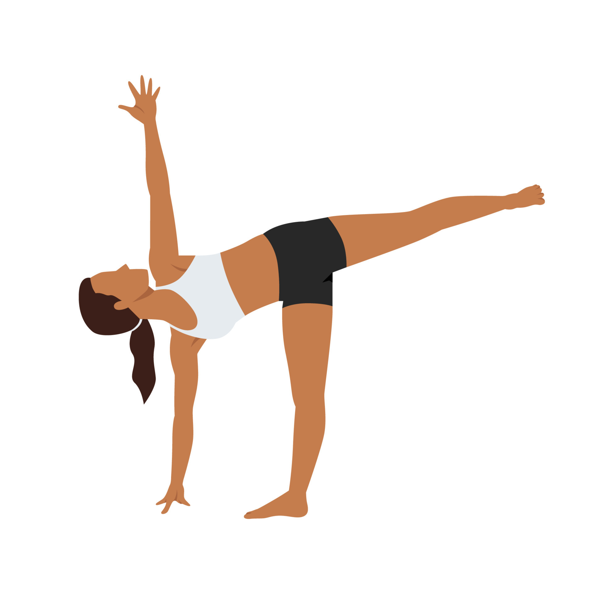 Woman doing half moon pose ardha chandrasana exercise. Flat vector  illustration isolated on white background 7745762 Vector Art at Vecteezy