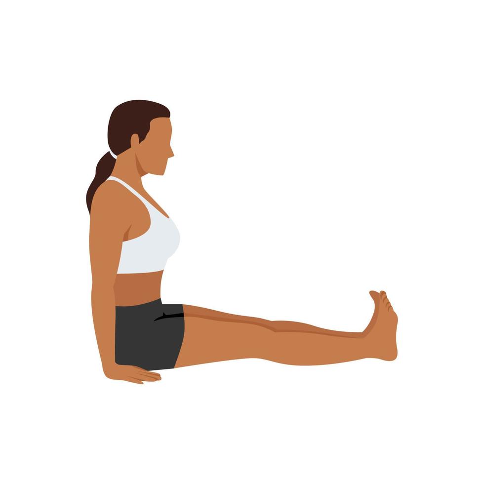 mujer haciendo ejercicio dandasana de pose de personal. ilustración vectorial plana aislada sobre fondo blanco vector