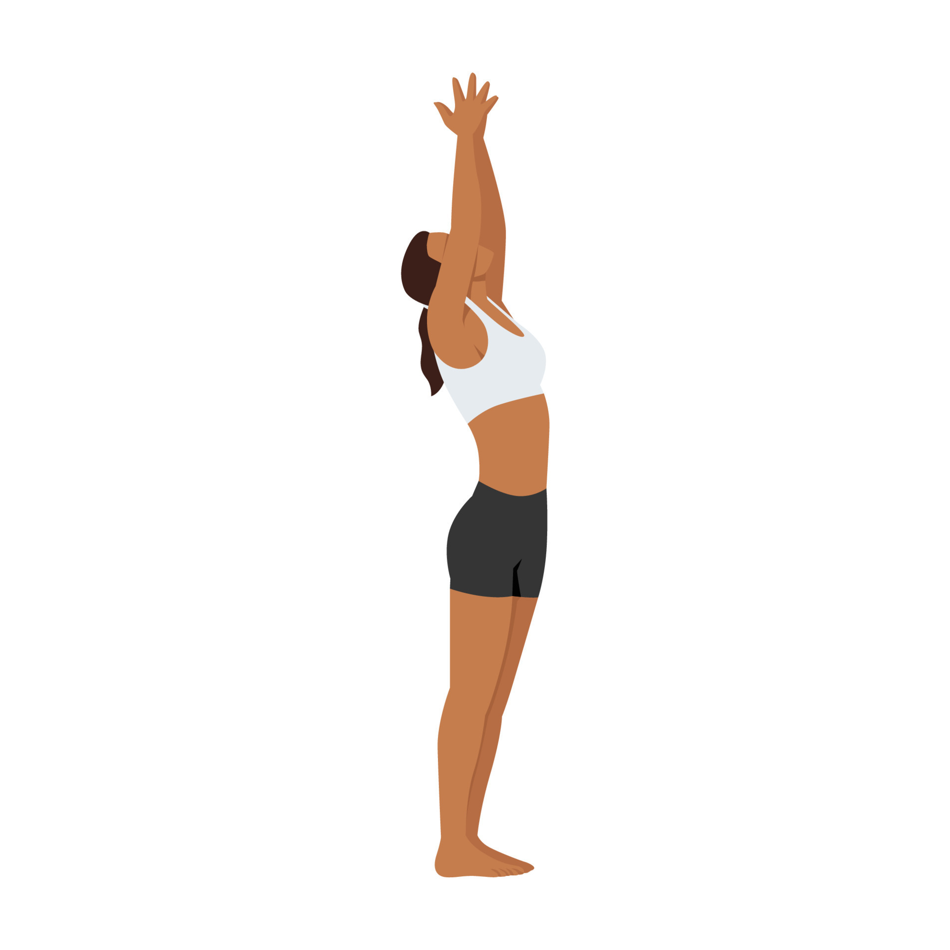 mujer haciendo ejercicio de urdhva hastasana pose de saludo hacia ...