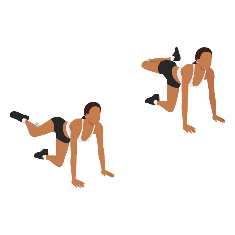 Woman doing booty squeeze exercise. Flat vector illustration isolated on white background