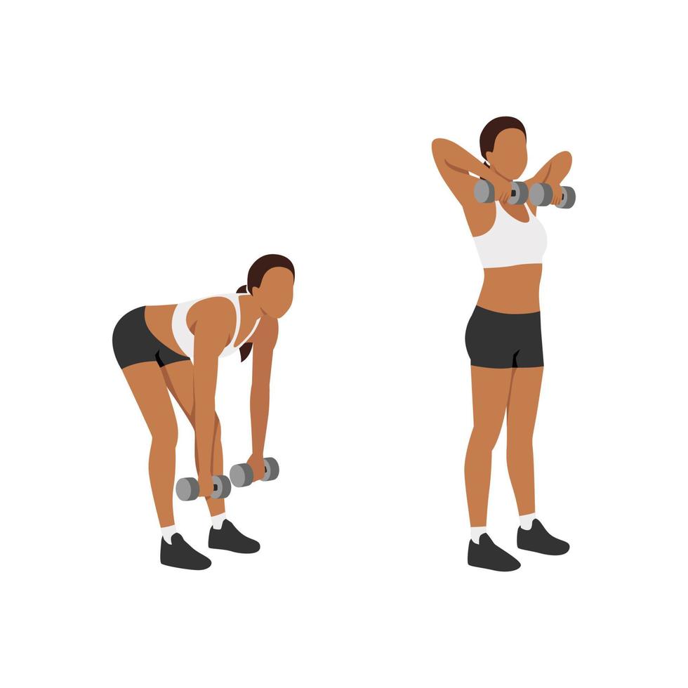 mujer haciendo ejercicio de fila vertical de peso muerto. ilustración vectorial plana aislada sobre fondo blanco vector